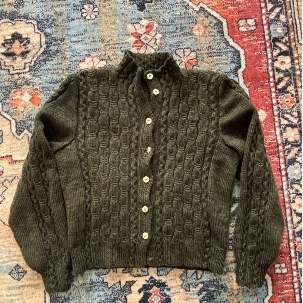 Handmade Green Wool Cardigan